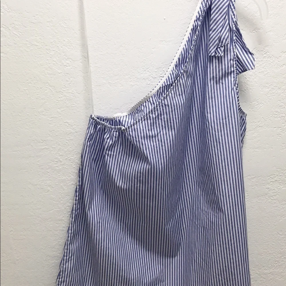 THEORY Womens Grajik One Shoulder Tank Top Size L Color Blue & White - Picture 5 of 8